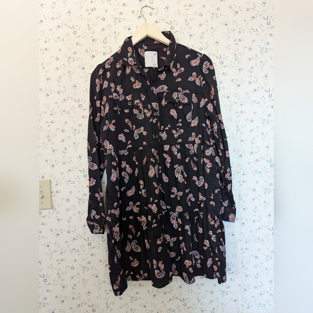 🖤 SO L Dress Dark Floral loose fit ruffle long sleeve boho whimsigoth - Picture 16 of 16